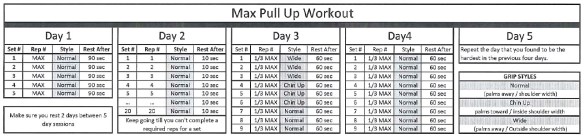 A workout plan for increasing pull-ups (click for more detail)
