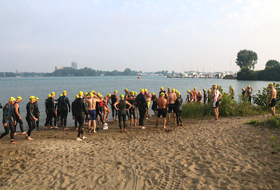 Just before the start of the race.