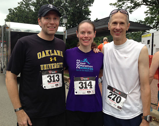 A post-race photo of Matt, me, and Tom.