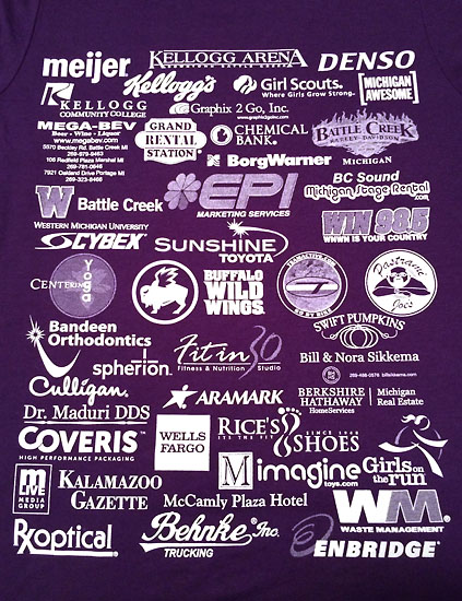 One of the busiest backs of a race shirt I've seen. They obviously weren't hurting for sponsors!