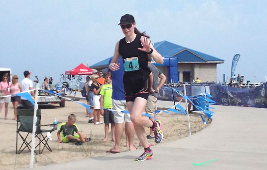 Leaving the transition area for the run.