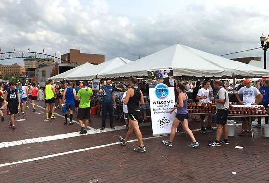 After the finish line.