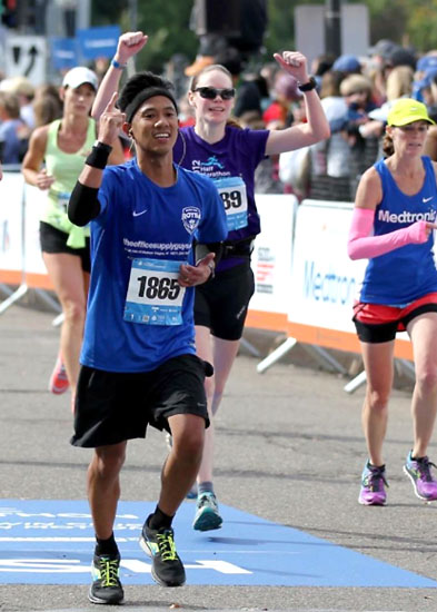 Crossing the finish line!