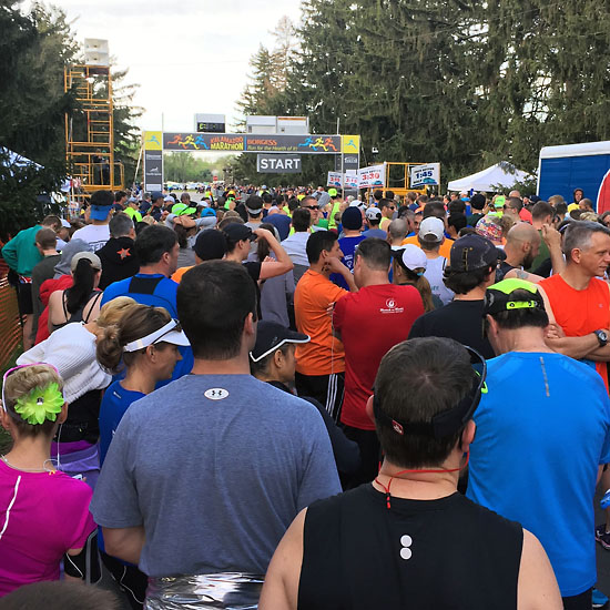 The half and full marathoners started together