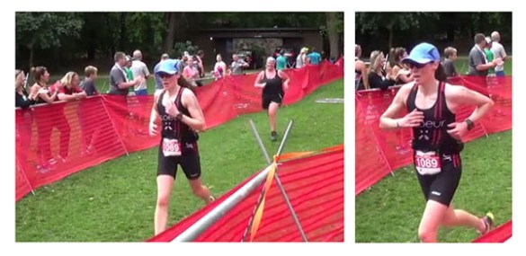 Stills from video shot at the finish line